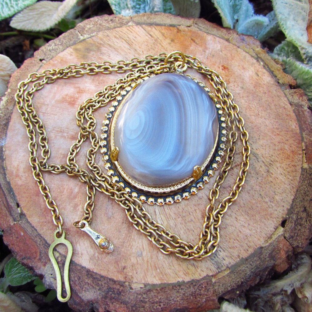 Vintage Natural Stone Brazilian Agate Necklace